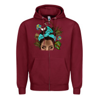 Burgundy Lake Camping Afro Messy Bun Bbs Zipper Hoodie - BundleAndBundleShop