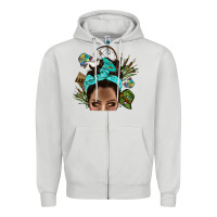 Dove Grey Lake Camping Afro Messy Bun Bbs Zipper Hoodie - BundleAndBundleShop