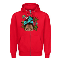 Red Lake Camping Afro Messy Bun Bbs Zipper Hoodie - BundleAndBundleShop