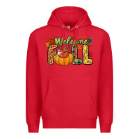 Red Welcome Fall Premium Hoodie - NancyCooperArtShop
