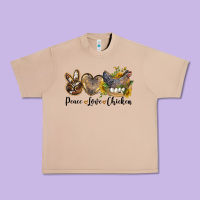 Western Peace Love Chickens Urban Heavy Tee Designed By Lillyallendesigns