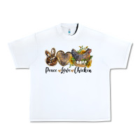 White Western Peace Love Chickens Urban Heavy Tee - LillyAllenDesigns