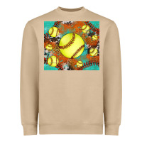 Mushroom softball cowhide turquoise glitter tumbler Heavyweight Sweatshirt - Jasminsmagicworld