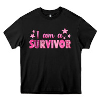 Black I Am a Survivor Breast Cancer Heavy Core Tee - texasbilliewilder