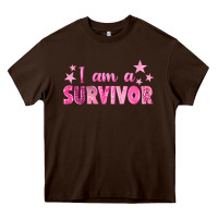 Chocolate Brown I Am a Survivor Breast Cancer Heavy Core Tee - texasbilliewilder