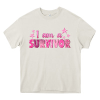 Cream I Am a Survivor Breast Cancer Heavy Core Tee - texasbilliewilder