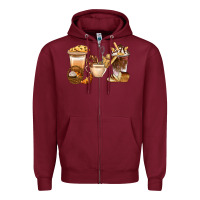 Burgundy Bakery Coffee Cups With Cookie Bbs Zipper Hoodie - BundleAndBundleShop