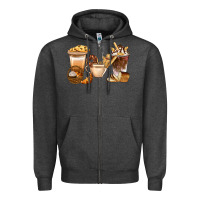 Charcoal Heather Bakery Coffee Cups With Cookie Bbs Zipper Hoodie - BundleAndBundleShop