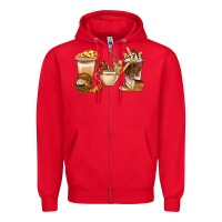 Red Bakery Coffee Cups With Cookie Bbs Zipper Hoodie - BundleAndBundleShop