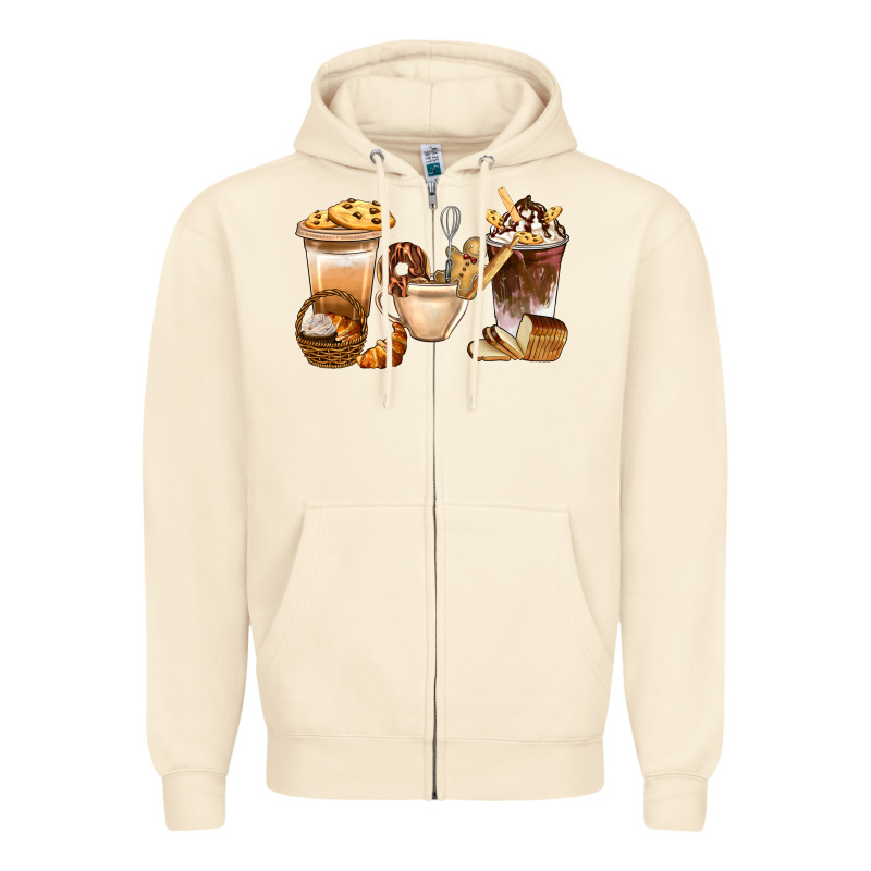 Bakery Coffee Cups With Cookie Bbs Zipper Hoodie by BundleAndBundleShop | Teevron