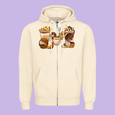 Bakery Coffee Cups With Cookie Bbs Zipper Hoodie Designed By Bundleandbundleshop