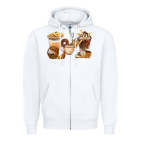 White Bakery Coffee Cups With Cookie Bbs Zipper Hoodie - BundleAndBundleShop