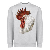 Heather Grey Leghorn Rooster Head Heavyweight Sweatshirt - LillyAllenDesigns