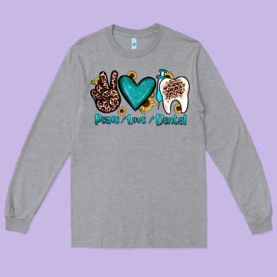 Peace Love Dental Long Sleeve Tee Designed By Jahusdesignshop