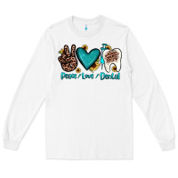 White peace love dental Long Sleeve Tee - JahusDesignShop