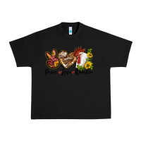 Black Peace Love Rooster With Sunflowers Urban Heavy Tee - LillyAllenDesigns