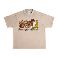 French Oak Peace Love Rooster With Sunflowers Urban Heavy Tee - LillyAllenDesigns