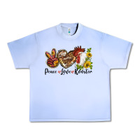 Grape Ice Peace Love Rooster With Sunflowers Urban Heavy Tee - LillyAllenDesigns