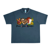 Midnight Navy Peace Love Rooster With Sunflowers Urban Heavy Tee - LillyAllenDesigns