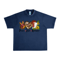 Navy Peace Love Rooster With Sunflowers Urban Heavy Tee - LillyAllenDesigns