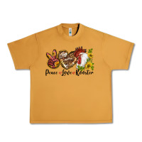 Peanut Butter Peace Love Rooster With Sunflowers Urban Heavy Tee - LillyAllenDesigns
