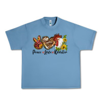Pebble Blue Peace Love Rooster With Sunflowers Urban Heavy Tee - LillyAllenDesigns