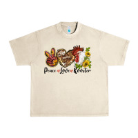 Sandshell Peace Love Rooster With Sunflowers Urban Heavy Tee - LillyAllenDesigns