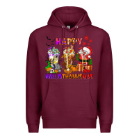 Burgundy happy hallothanksmas coffee cups Premium Hoodie - texasbilliewilder