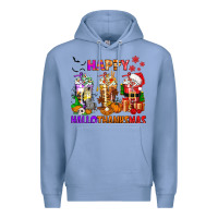 Colony Blue happy hallothanksmas coffee cups Premium Hoodie - texasbilliewilder