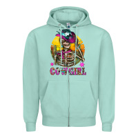 Seafoam Cowgirl Skeleton With Landscape Zipper Hoodie - BundleAndBundleShop