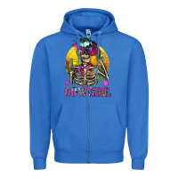 True Royal Cowgirl Skeleton With Landscape Zipper Hoodie - BundleAndBundleShop
