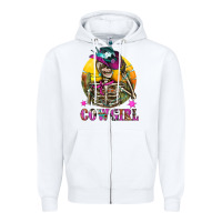 White Cowgirl Skeleton With Landscape Zipper Hoodie - BundleAndBundleShop