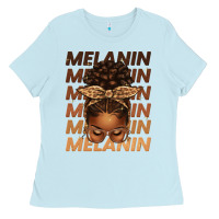 Baby Blue melanin afro messy bun Ladies Tee - texasbilliewilder