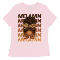 Melanin Afro Messy Bun Ladies Tee | Teevron