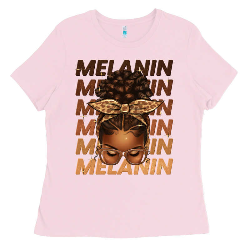 Melanin Afro Messy Bun Ladies Tee by texasbilliewilder | Teevron