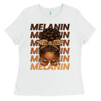 White melanin afro messy bun Ladies Tee - texasbilliewilder