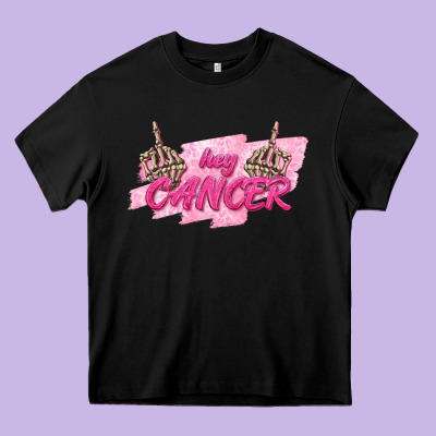 Hey Cancer Heavy Core Tee Designed By Texasbilliewilder