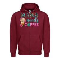 Burgundy Mama Needs Coffee Bbs Zipper Hoodie - BundleAndBundleShop