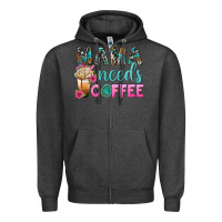 Charcoal Heather Mama Needs Coffee Bbs Zipper Hoodie - BundleAndBundleShop
