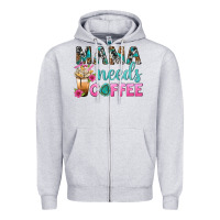 Heather Grey Mama Needs Coffee Bbs Zipper Hoodie - BundleAndBundleShop
