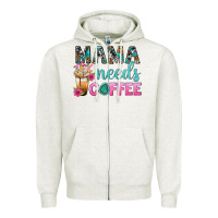 Oatmeal Heather Mama Needs Coffee Bbs Zipper Hoodie - BundleAndBundleShop