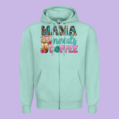 Mama Needs Coffee Bbs Zipper Hoodie Designed By Bundleandbundleshop