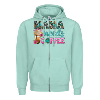 Seafoam Mama Needs Coffee Bbs Zipper Hoodie - BundleAndBundleShop