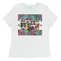 White cartoon characters coffee cups Ladies Tee - Zillion Design Studio