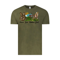 Vintage Olive Peace Love Nubian Goat Vintage Tee - LillyAllenDesigns