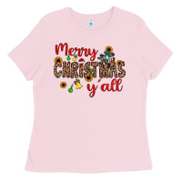 Bubblegum Pink merry christmas y'all Ladies Tee - JahusDesignShop