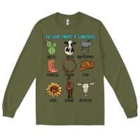 Army Green so god made a cowboy Long Sleeve Tee - MaliasSmallBusiness