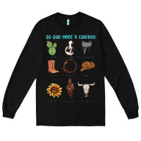 Black so god made a cowboy Long Sleeve Tee - MaliasSmallBusiness