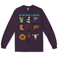 Plum so god made a cowboy Long Sleeve Tee - MaliasSmallBusiness