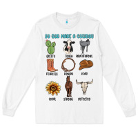 White so god made a cowboy Long Sleeve Tee - MaliasSmallBusiness